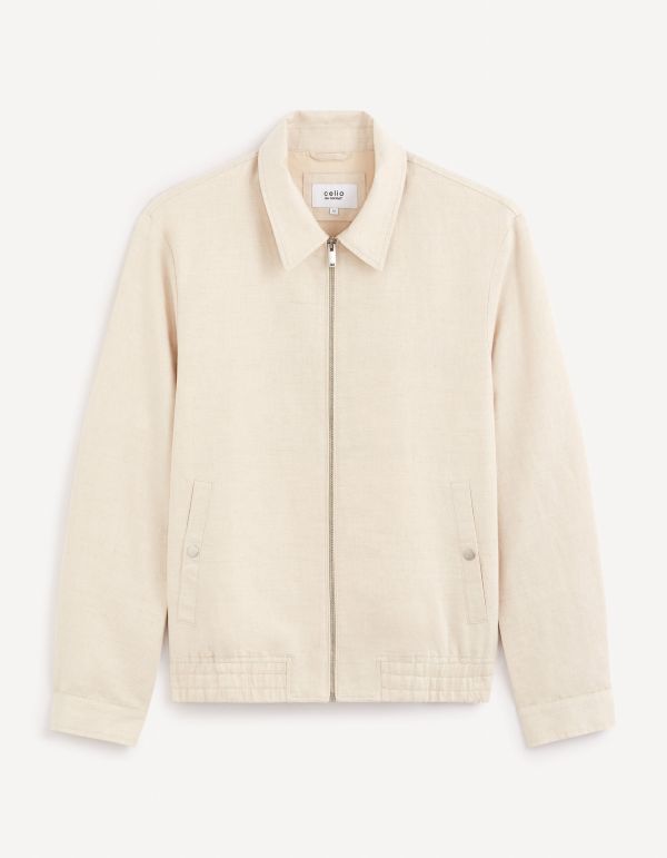 Blouson zippé en lin coton - ecru
