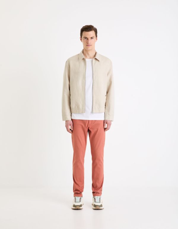 Blouson zippé en lin coton - ecru