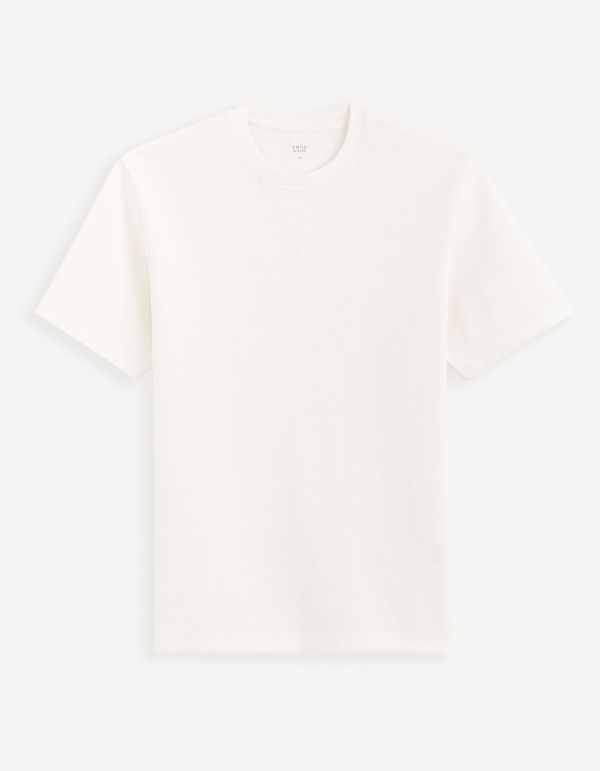 T-shirt boxy col rond - beige