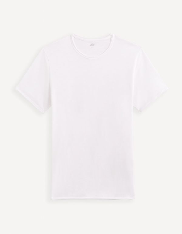 T-shirt à col rond en coton - blanc