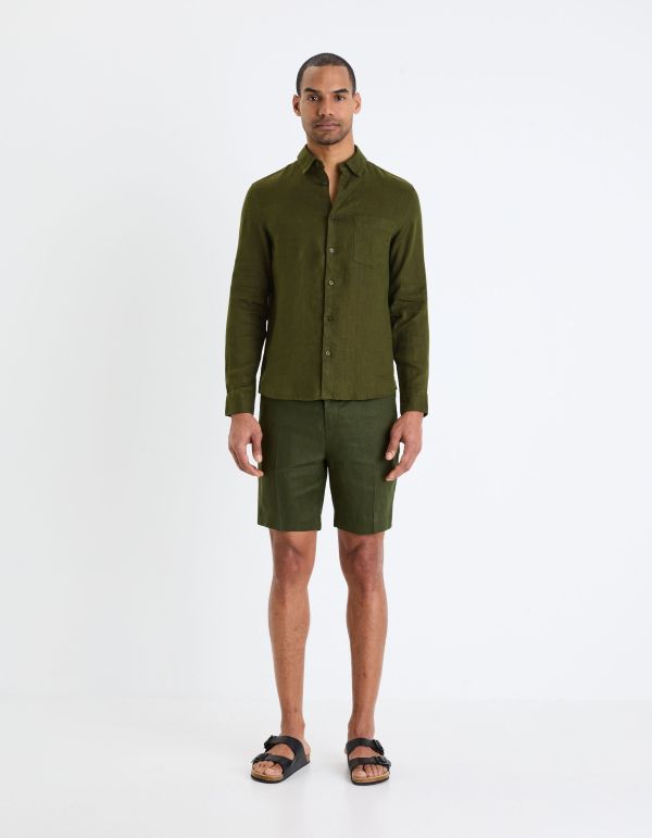 Bermuda en lin - vert