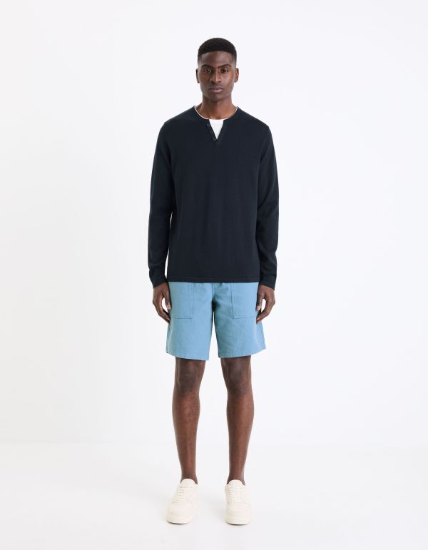 Bermuda jogging en coton - bleu