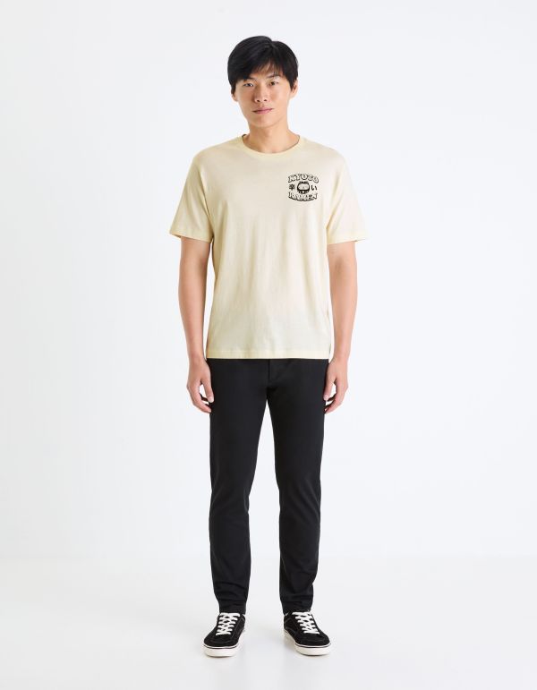 T-shirt col rond en coton - écru