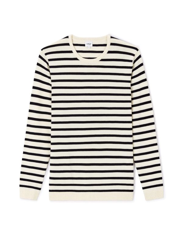 Pull col rond 100% coton - blanc