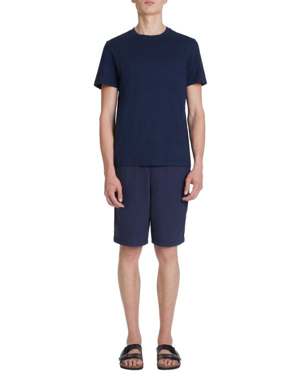 T-shirt col rond en coton - marine