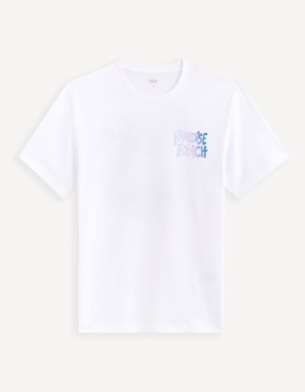 T-shirt col rond en coton - blanc