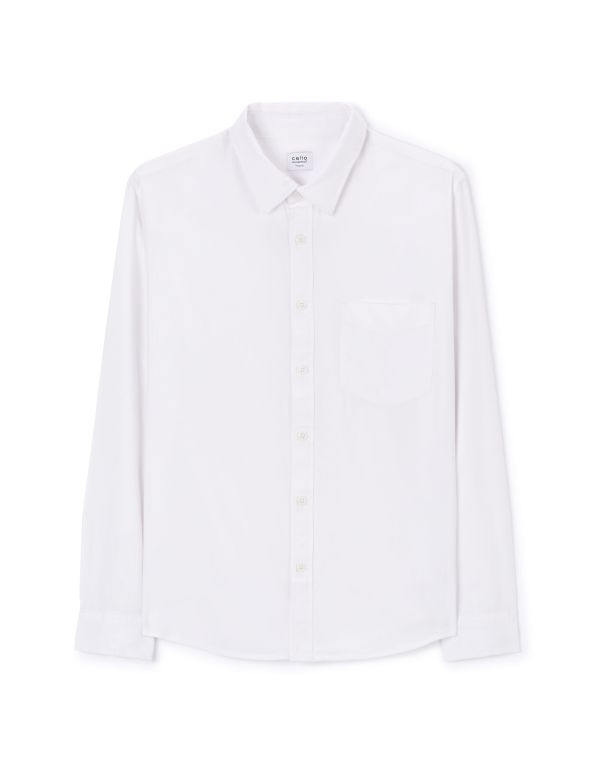 Chemise regular unie coton mélangé - blanc