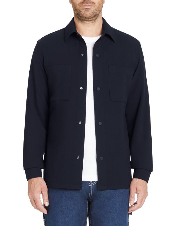 Chemise overshirt en coton stretch - marine