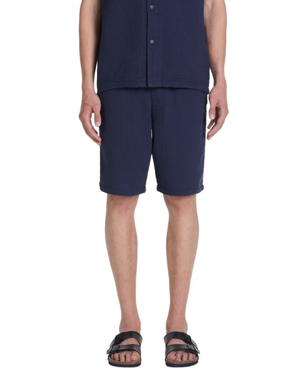 Bermuda en gaze de coton - marine