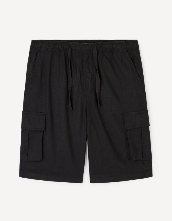 Bermuda en lin et coton - noir
