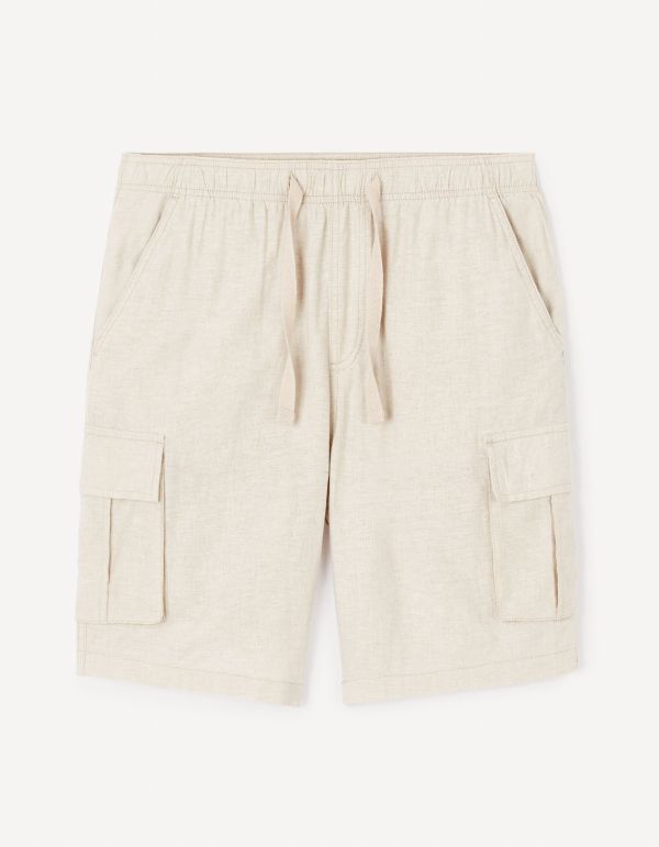 Bermuda en lin et coton - écru