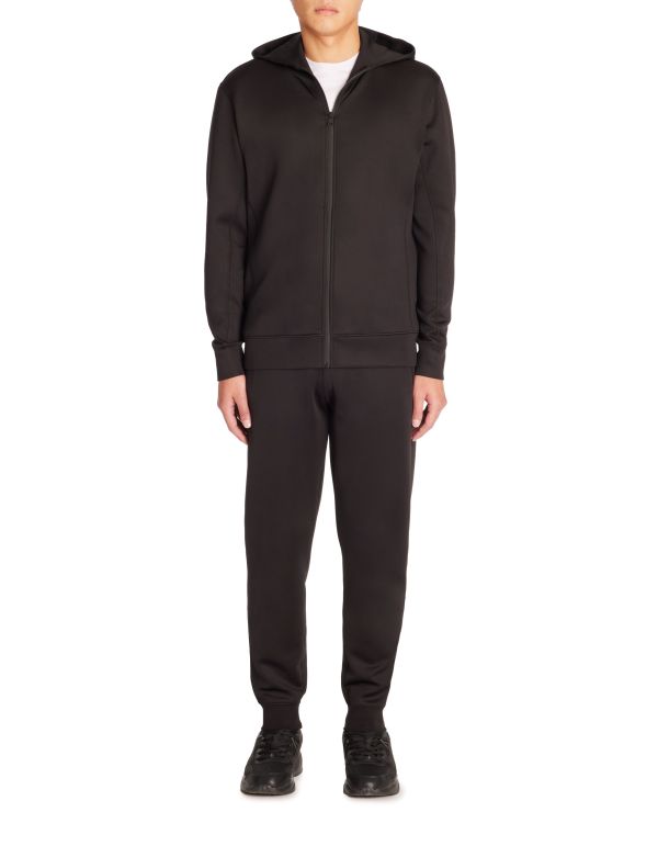Sweat zippé à capuche regular coton stretch - noir