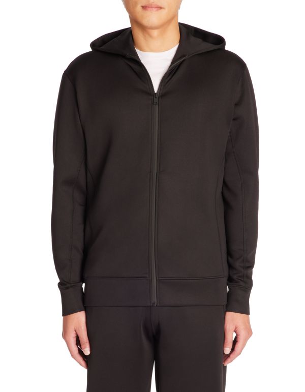 Sweat zippé à capuche regular coton stretch - noir