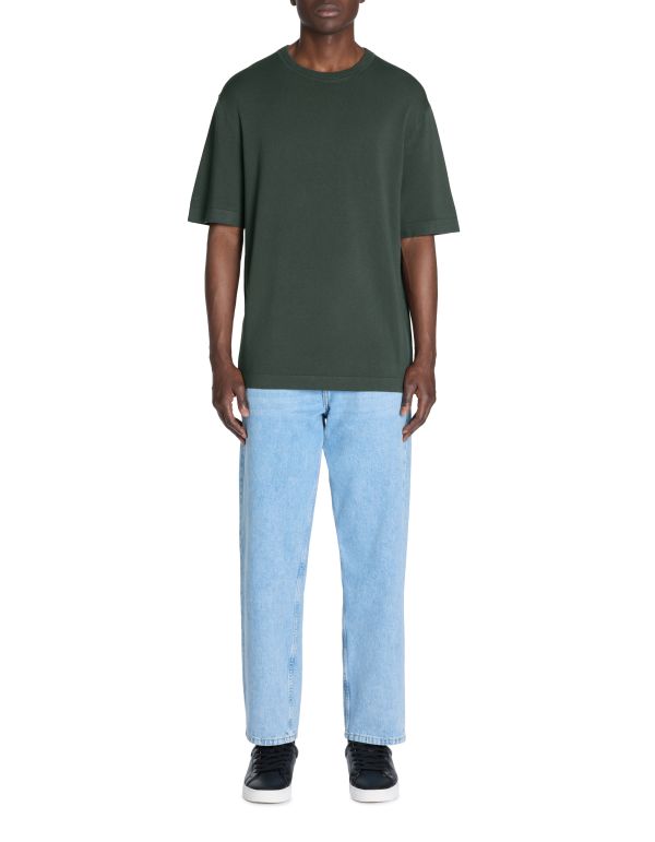 T-shirt boxy col rond 100% coton - kaki