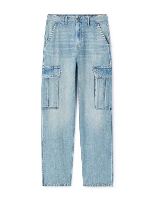 Jean baggy 100% coton C75 - bleu clair