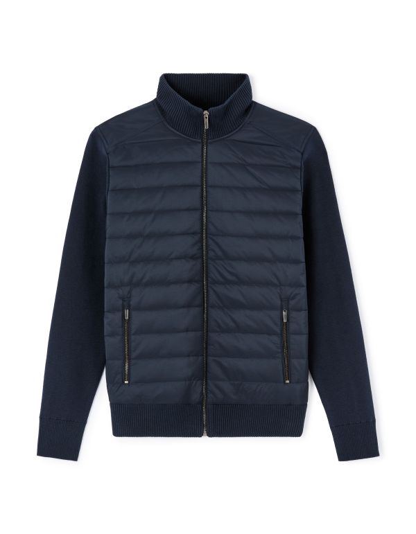 Veste blouson col montant en coton mélangé - marine