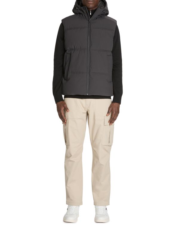 Doudoune chaude à capuche sans manches - anthracite