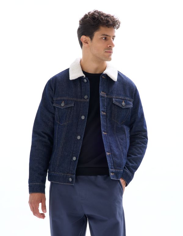 Veste en jean doublé sherpa - marine