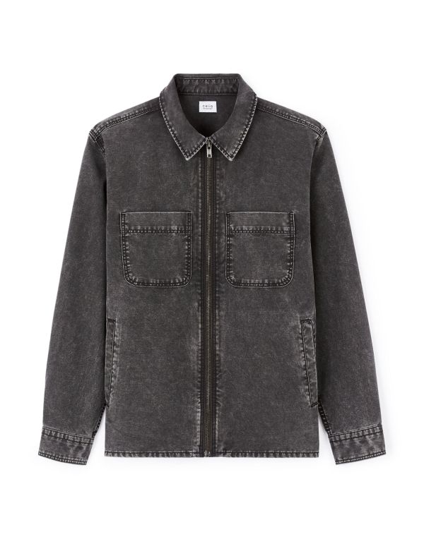 Surchemise overshirt en coton - gris chiné