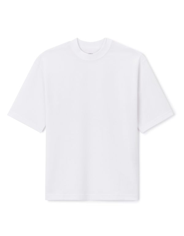 T-shirt col rond en coton mélangé - blanc