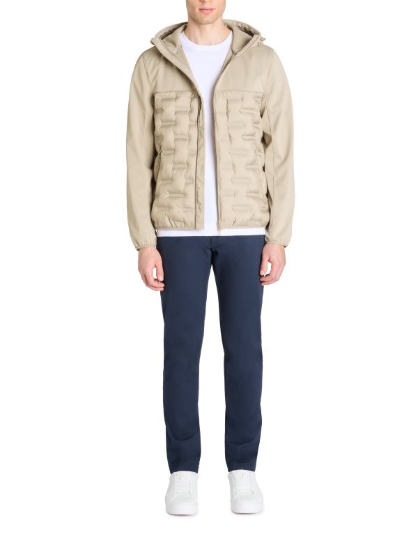 Doudoune softshell mix matière à capuche - beige