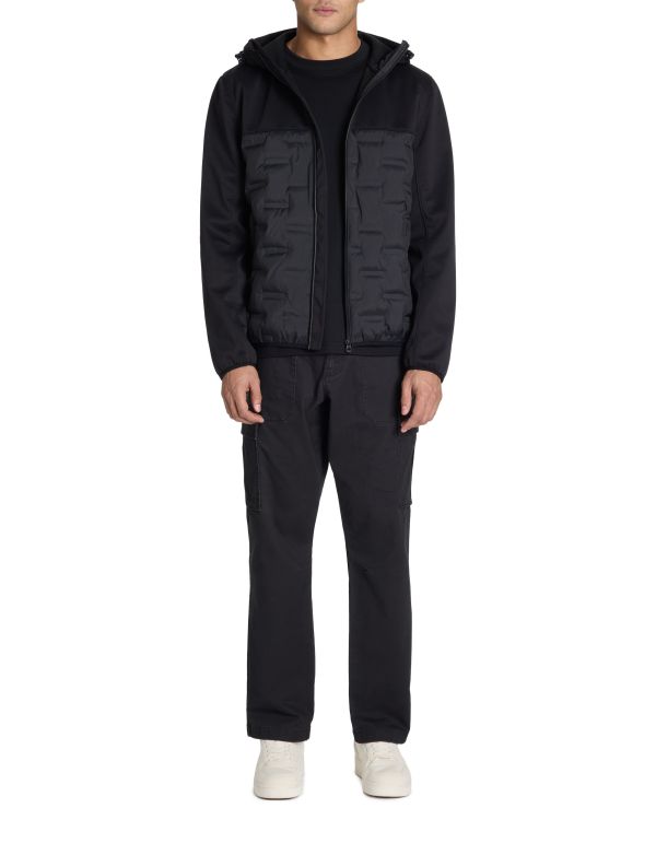 Doudoune softshell mix matière à capuche - noir