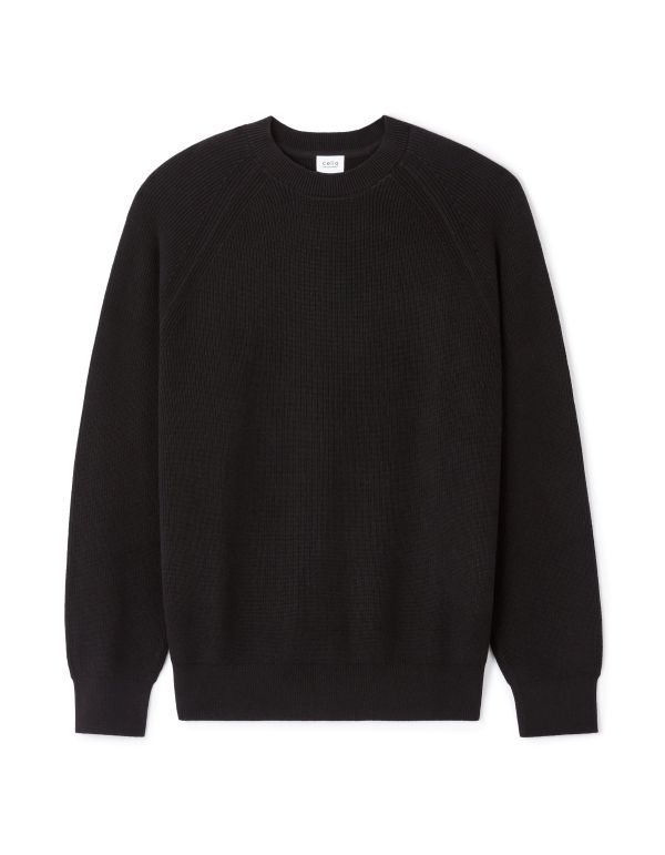Pull col rond 100% coton - noir