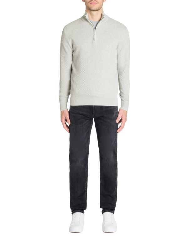 Pull col roulé regular 100% coton - gris chine