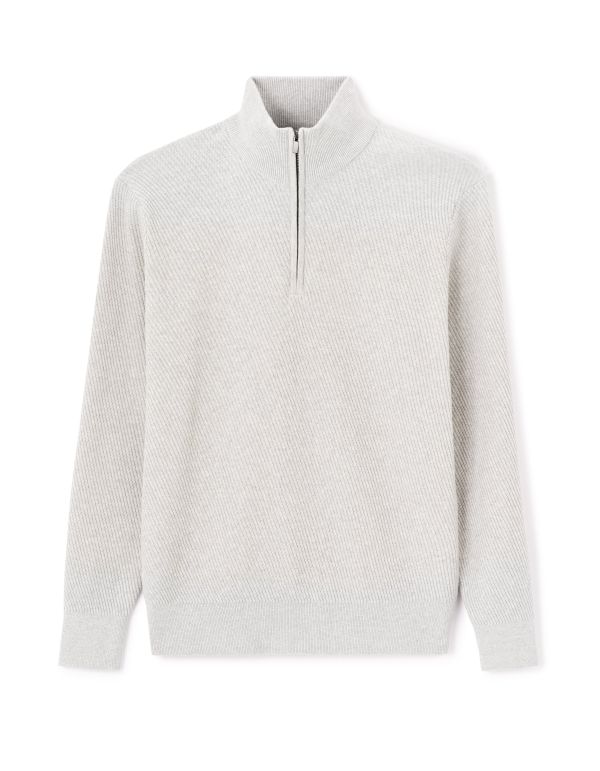 Pull col roulé regular 100% coton - gris chine