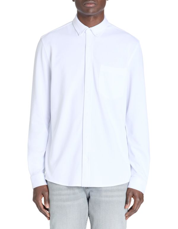 Chemise regular piqué coton stretch - blanc