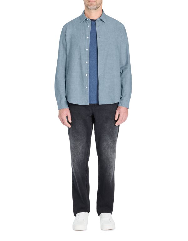 Chemise regular en chambray 100% coton - bleu