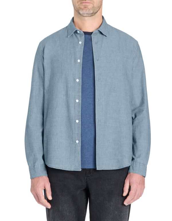 Chemise regular en chambray 100% coton - bleu