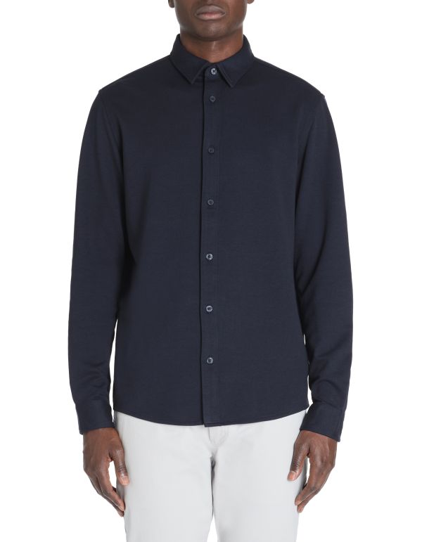 Chemise regular casual en coton mélangé - marine