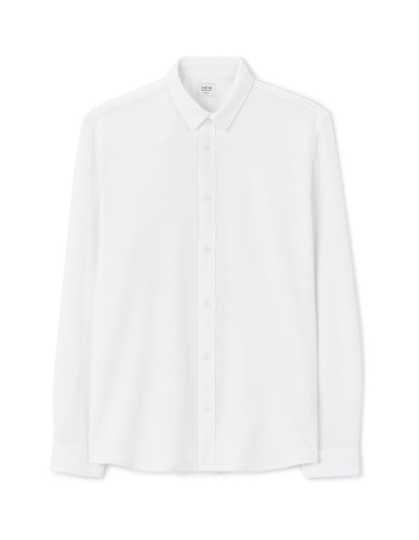 Chemise regular casual en coton mélangé - blanc