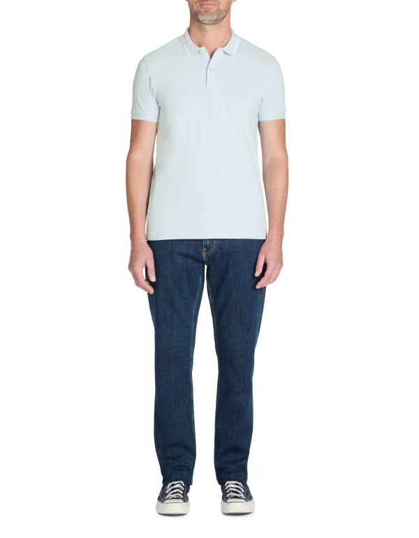 Polo slim coton stretch - bleu