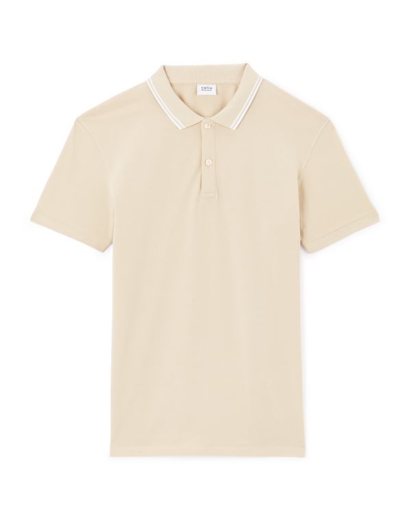 Polo slim coton stretch - beige
