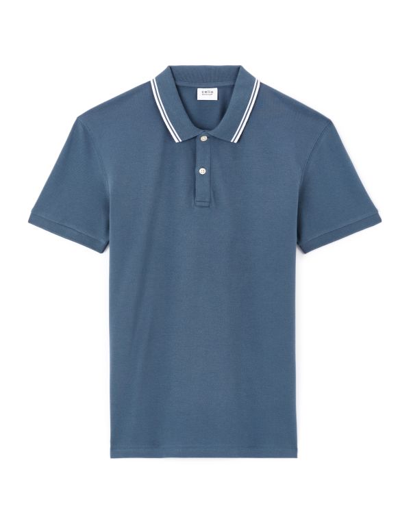 Polo slim coton stretch - marine