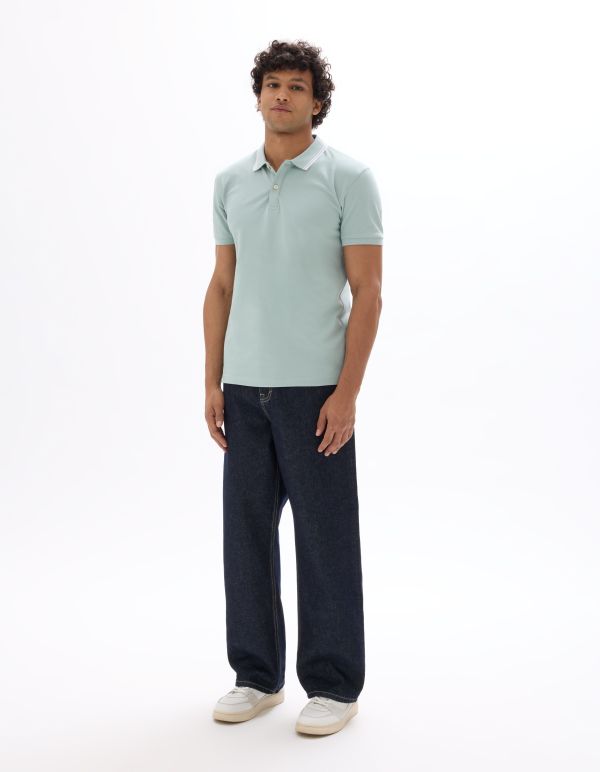 Polo slim coton stretch - turquoise