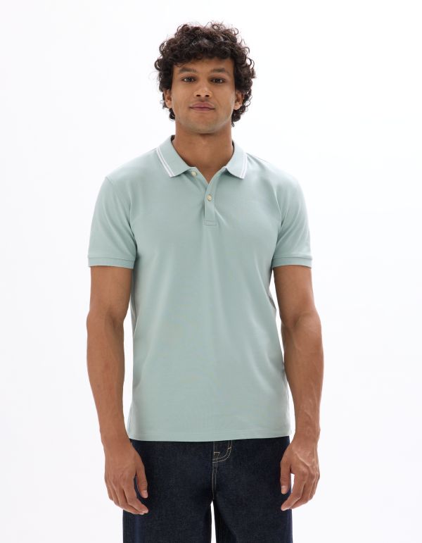 Polo slim coton stretch - turquoise