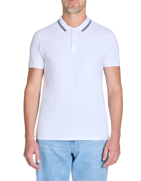 Polo slim coton stretch - blanc