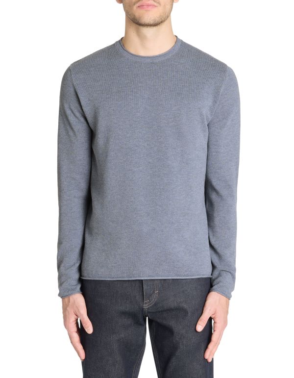 Pull col rond 100% coton - bleu