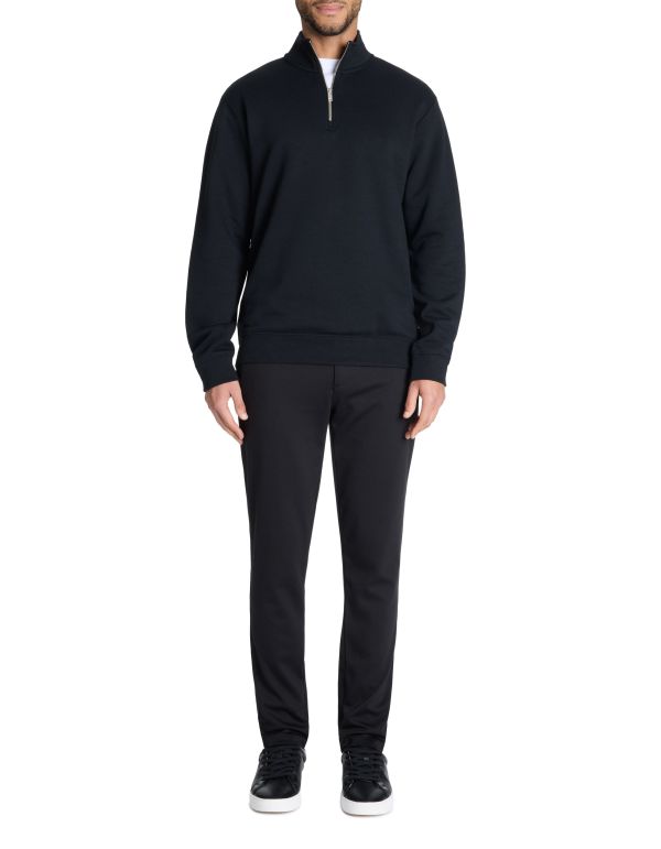 Sweat regular col zippé coton mélangé - noir