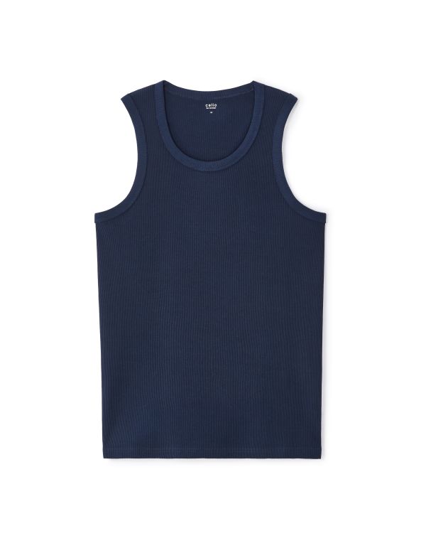 Débardeur slim 100% coton stretch - marine
