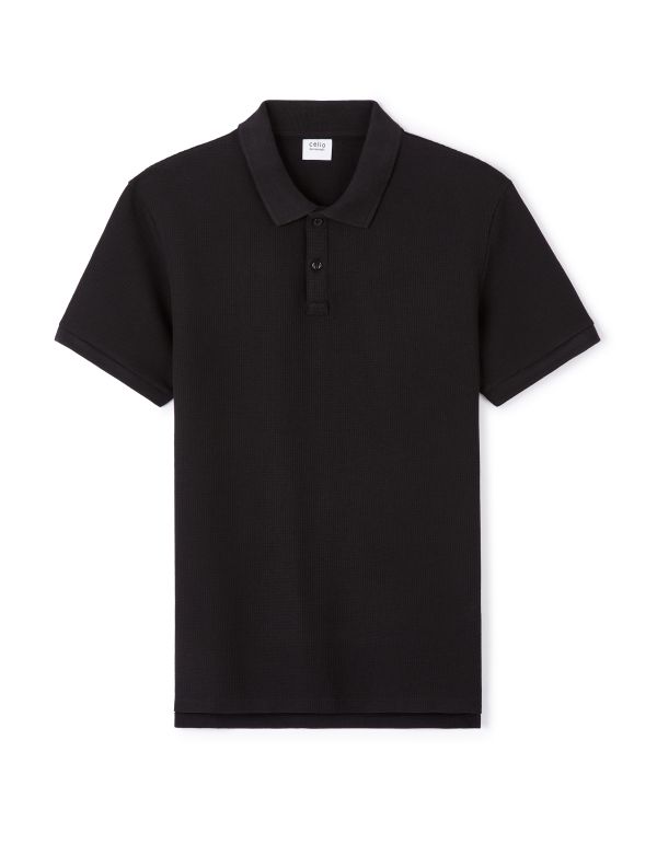 Polo regular 100% coton stretch - noir