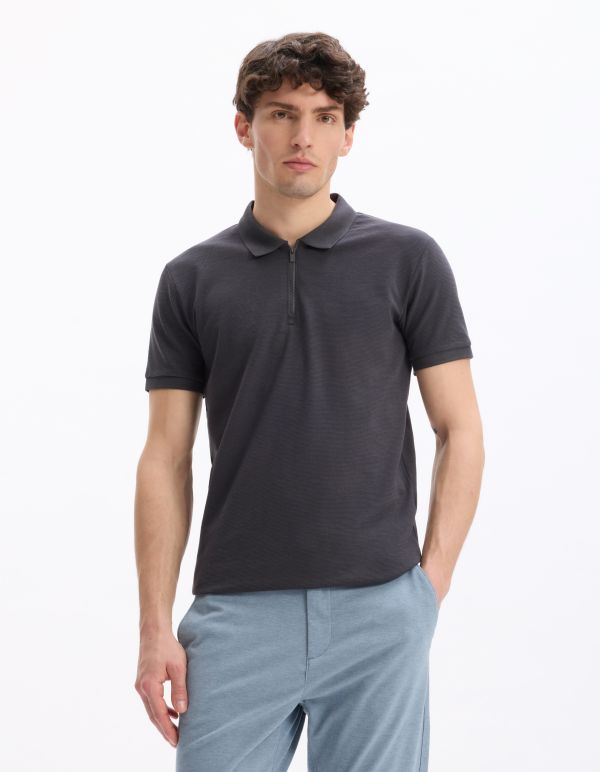 Polo slim coton mélangé - anthracite