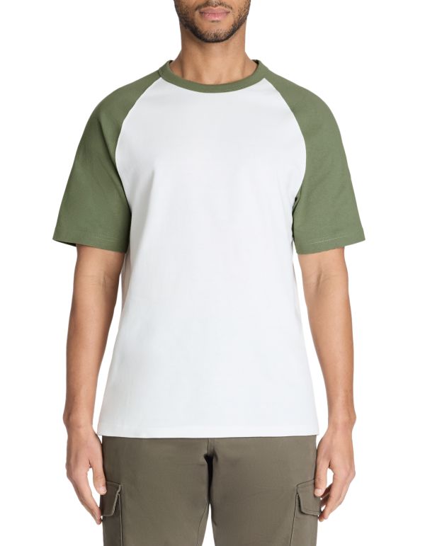 T-shirt boxy col rond 100% coton - vert