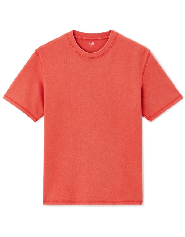 T-shirt boxy col rond 100% coton - rouge