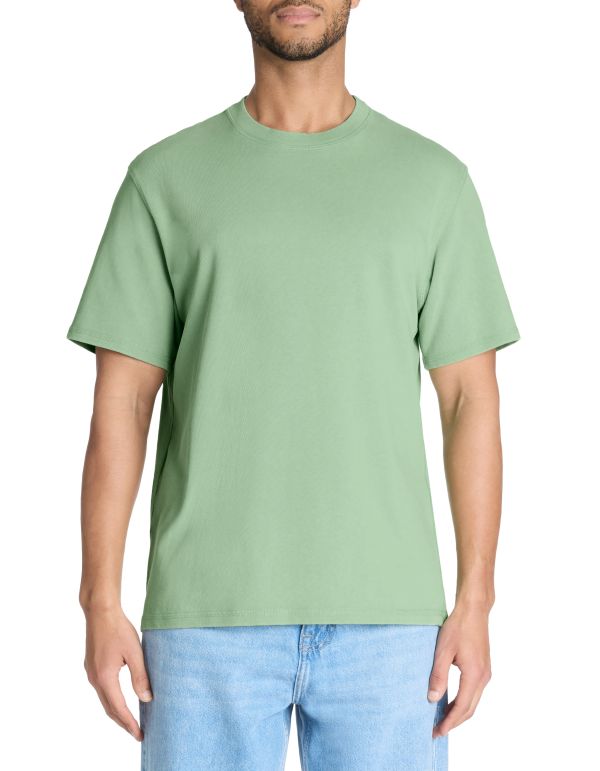 T-shirt boxy col rond 100% coton - vert