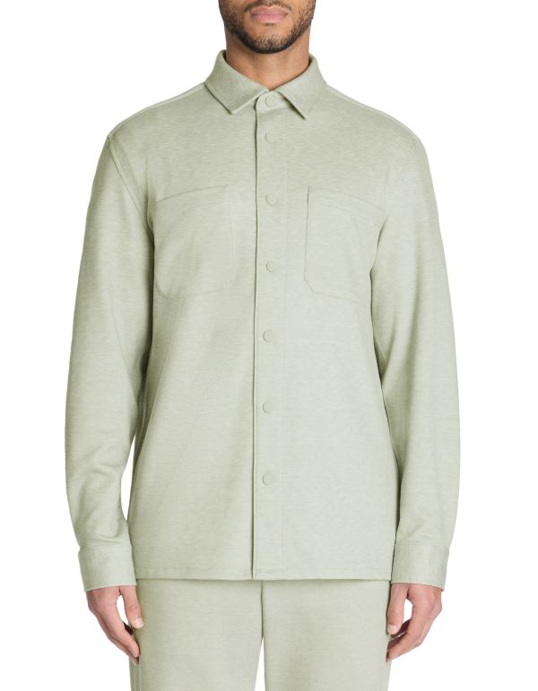 Chemise overshirt unie 100% coton stretch - vert