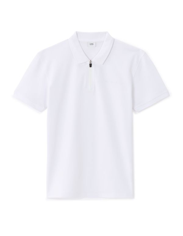 Polo slim 100% coton stretch - blanc